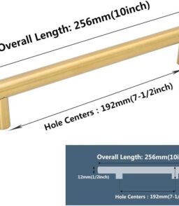 Brushed Gold Cabinet Pulls – Modern T-Bar Handles 7-1/2" (192mm)