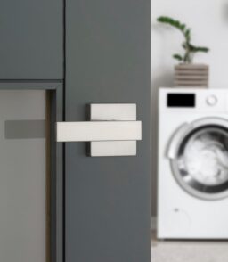 Satin Nickel Square Door Lever Handle – Modern Passage Lever | Interior Door Hardware