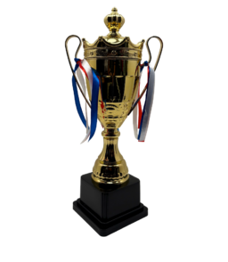 Trophy Cup with Ribbons – Custom Gold Award Made in Canada