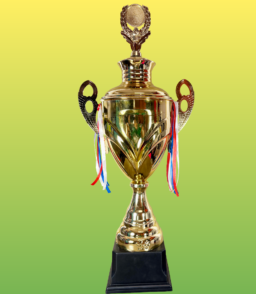 30" Gold Trophy Cup with Lid & Ribbons